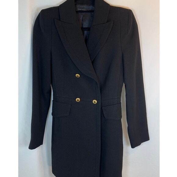 Zara Woman Black Military Blazer Dress | Double Breasted Gold Button | Size S - Picture 7 of 11